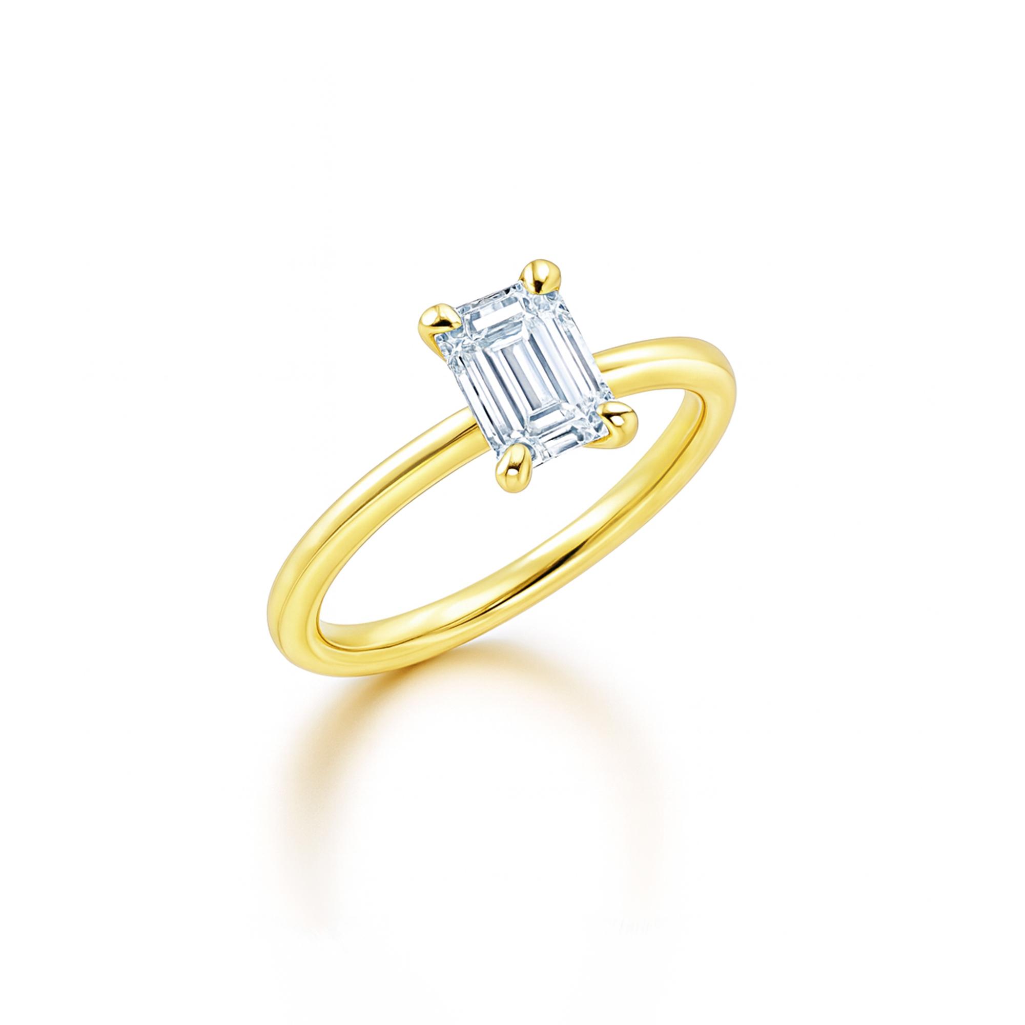 0.50 carat Emerald Shaped lab diamond ring