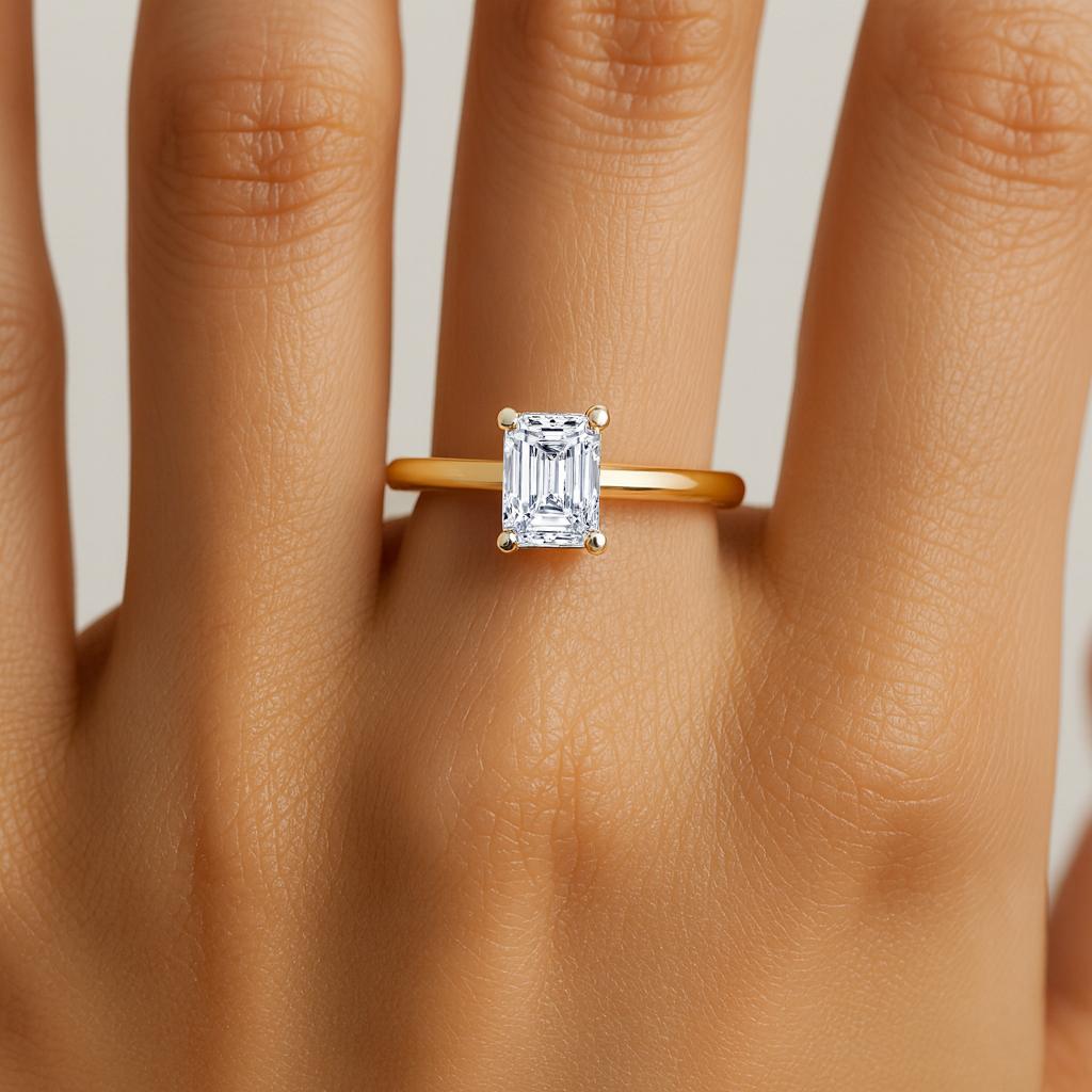 0.50 carat Emerald Shaped lab diamond ring Dubai