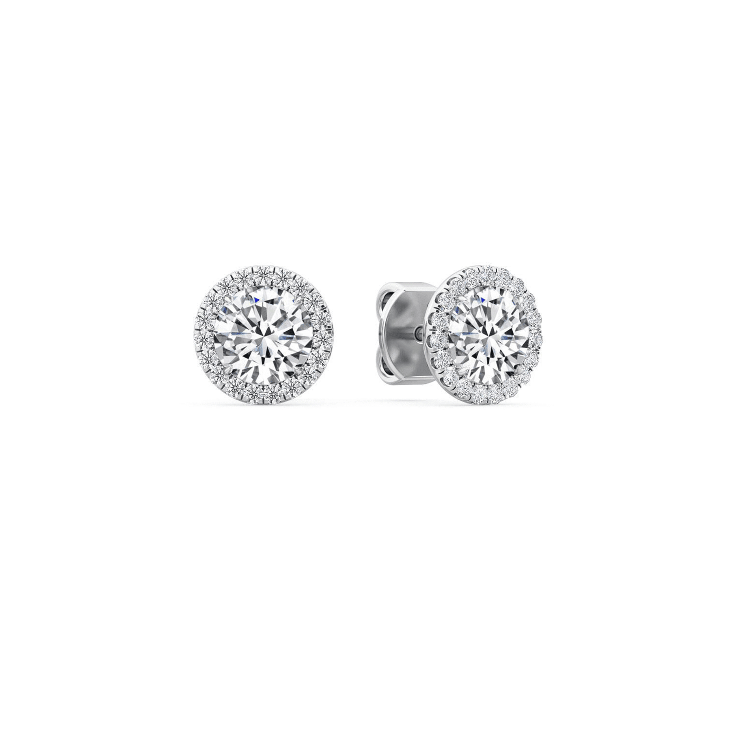 Round lab diamond stud earrings with Halo