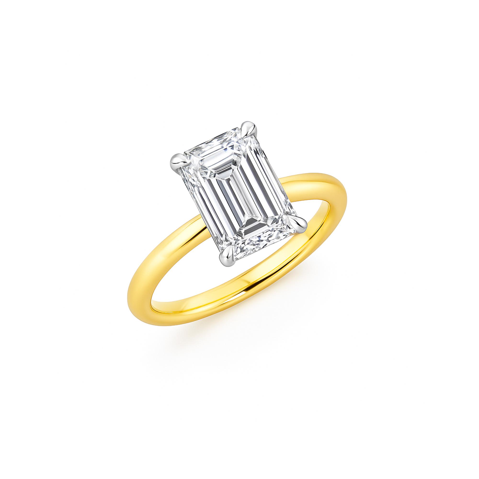 3 carat Emerald Shaped lab diamond ring