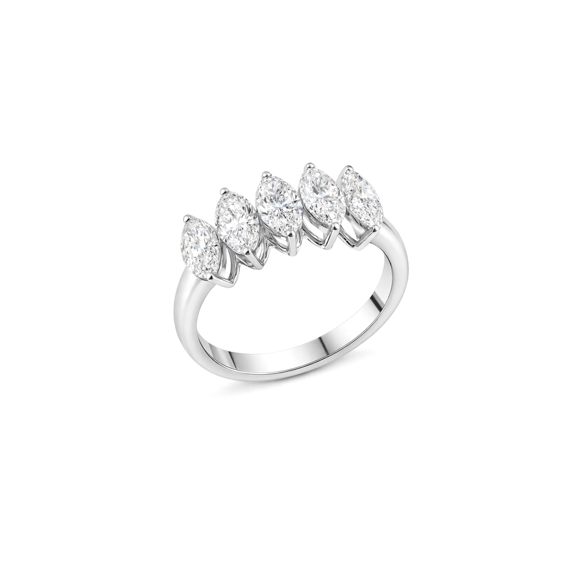 5 Stone Marquise Lab Diamond Ring