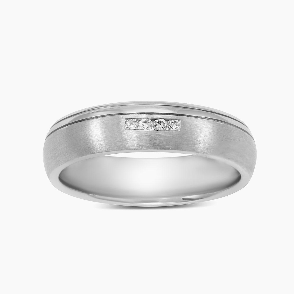 Wedding band in Matt finish with lab Diamonds