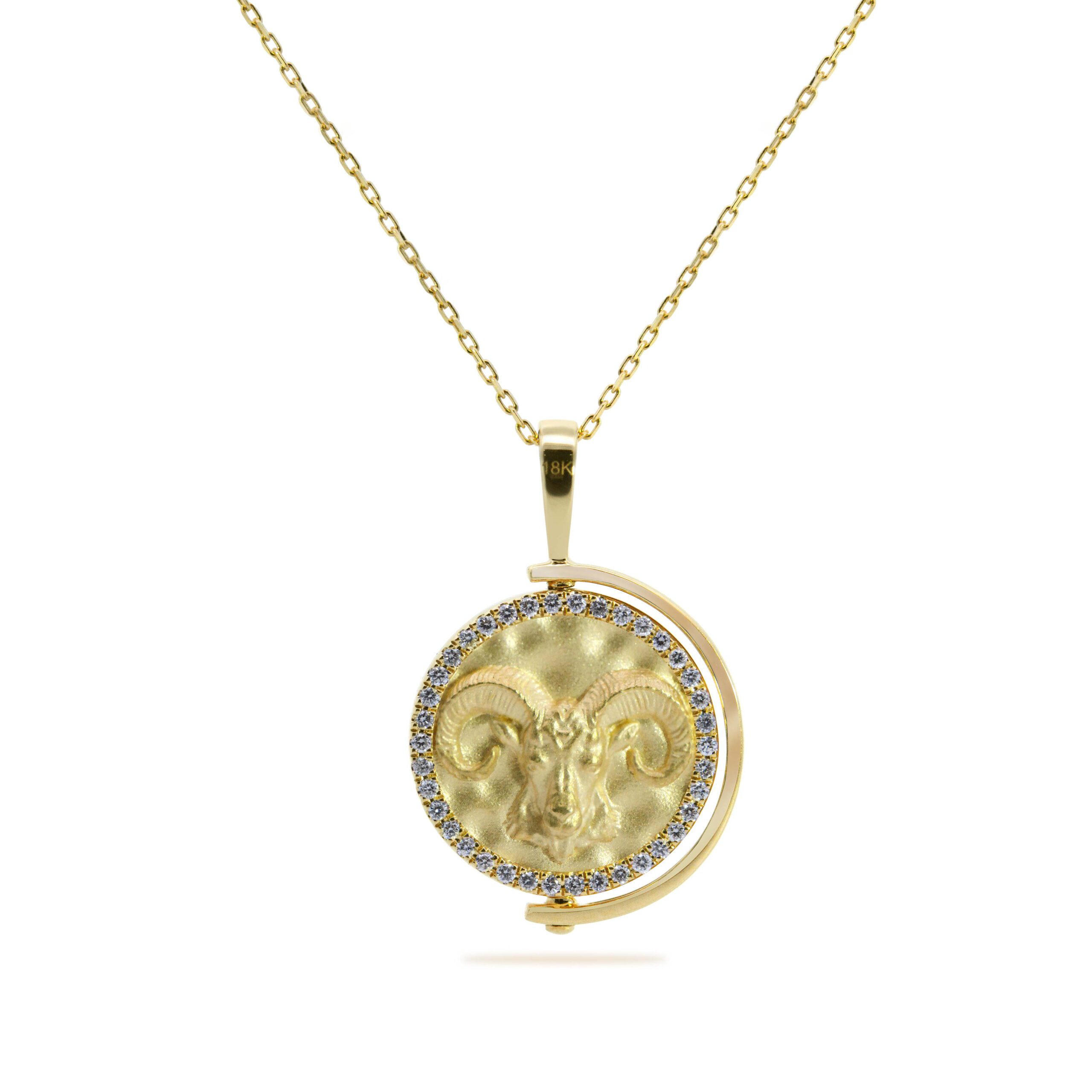 Lab diamond Aries Zodiac pendant