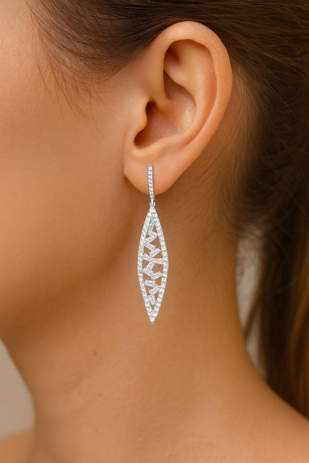 Baguette Lab Diamond Earrings Dubai
