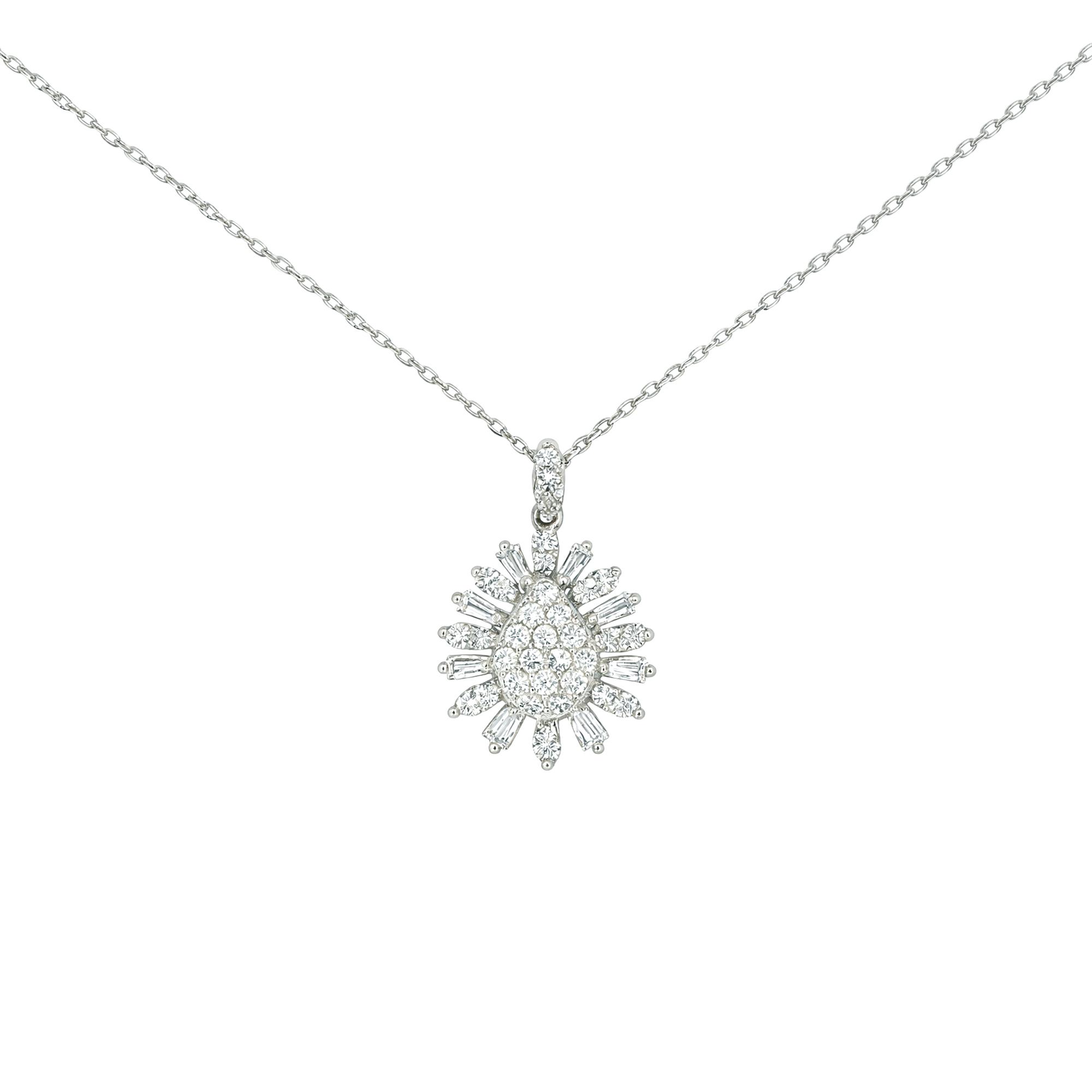 Baguette and round shape lab diamond pendant