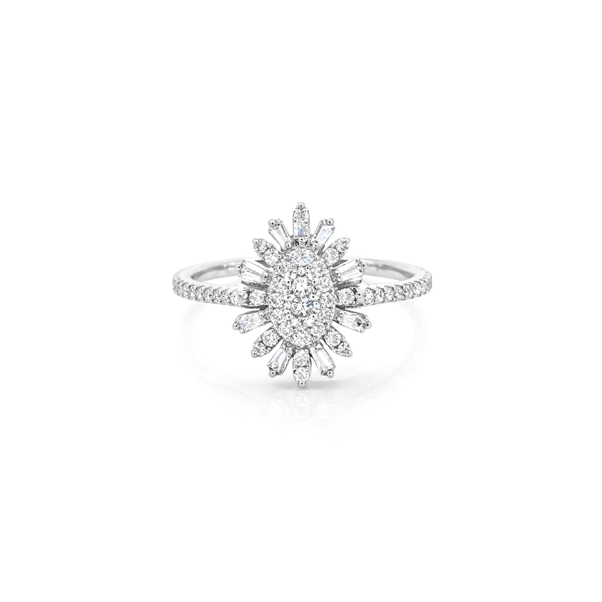 Baguette and round lab diamond ring