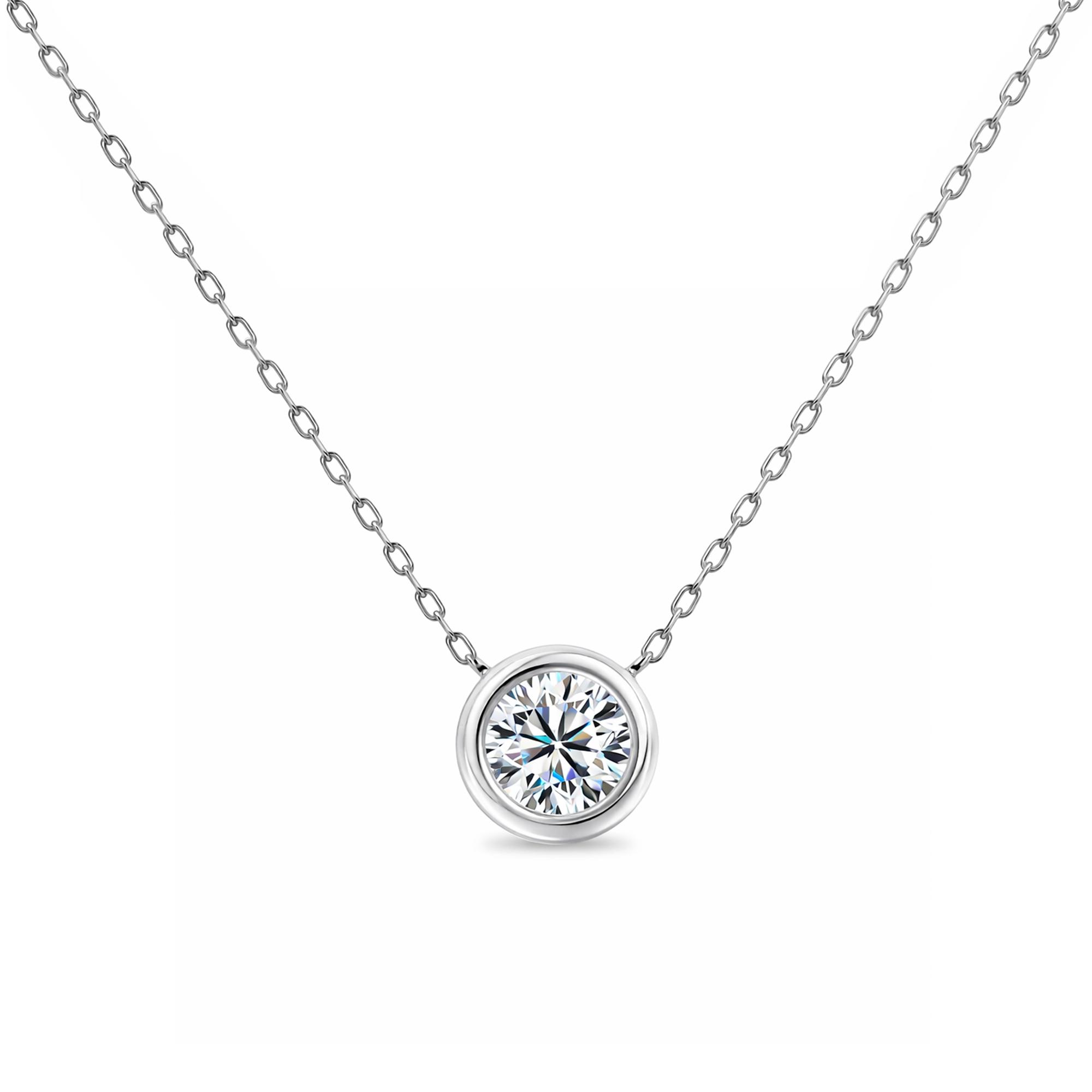 Bezel setting lab diamond pendant