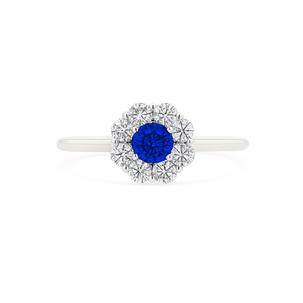 Lab diamond Blue Sapphire Engagement Ring Dubai