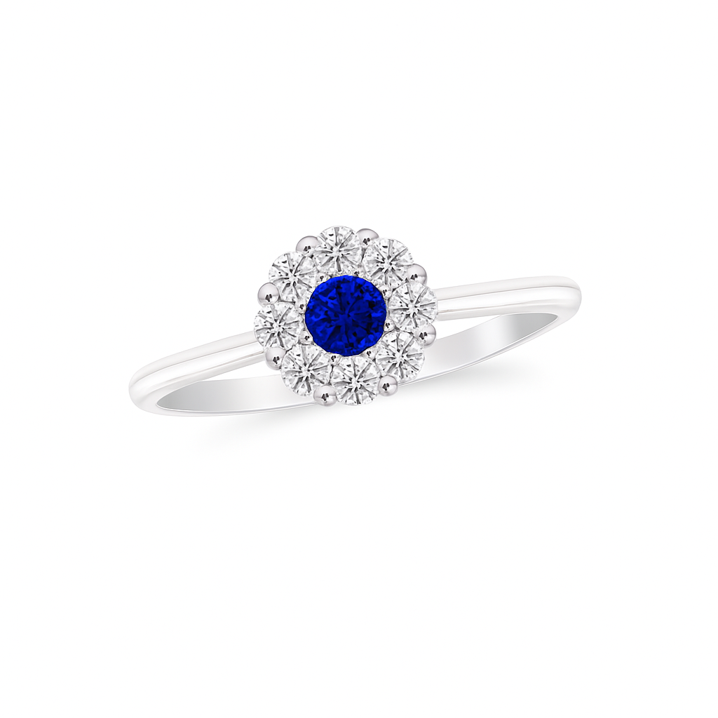 Lab diamond Blue Sapphire Engagement Ring