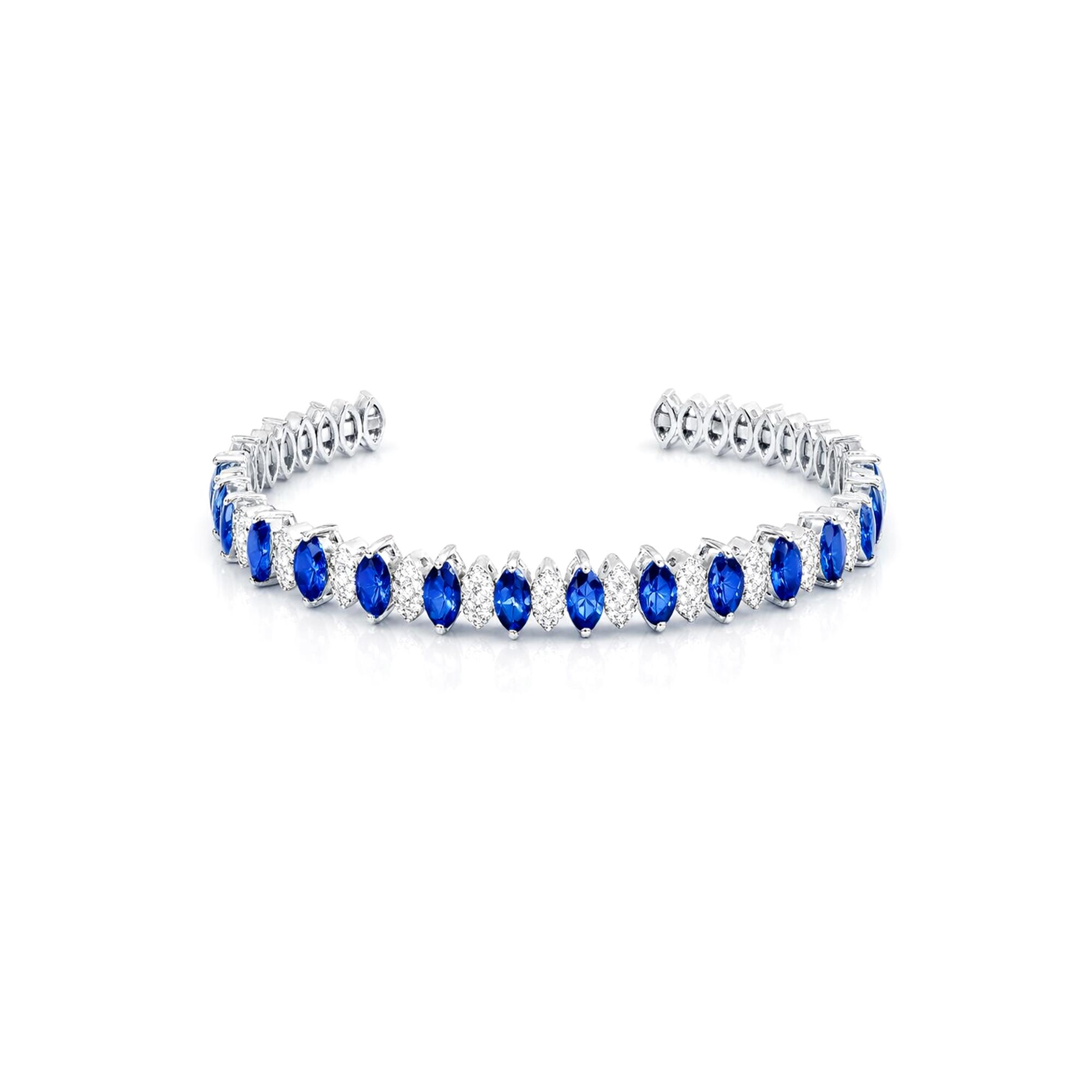 Blue Sapphire bracelet with lab diamonds