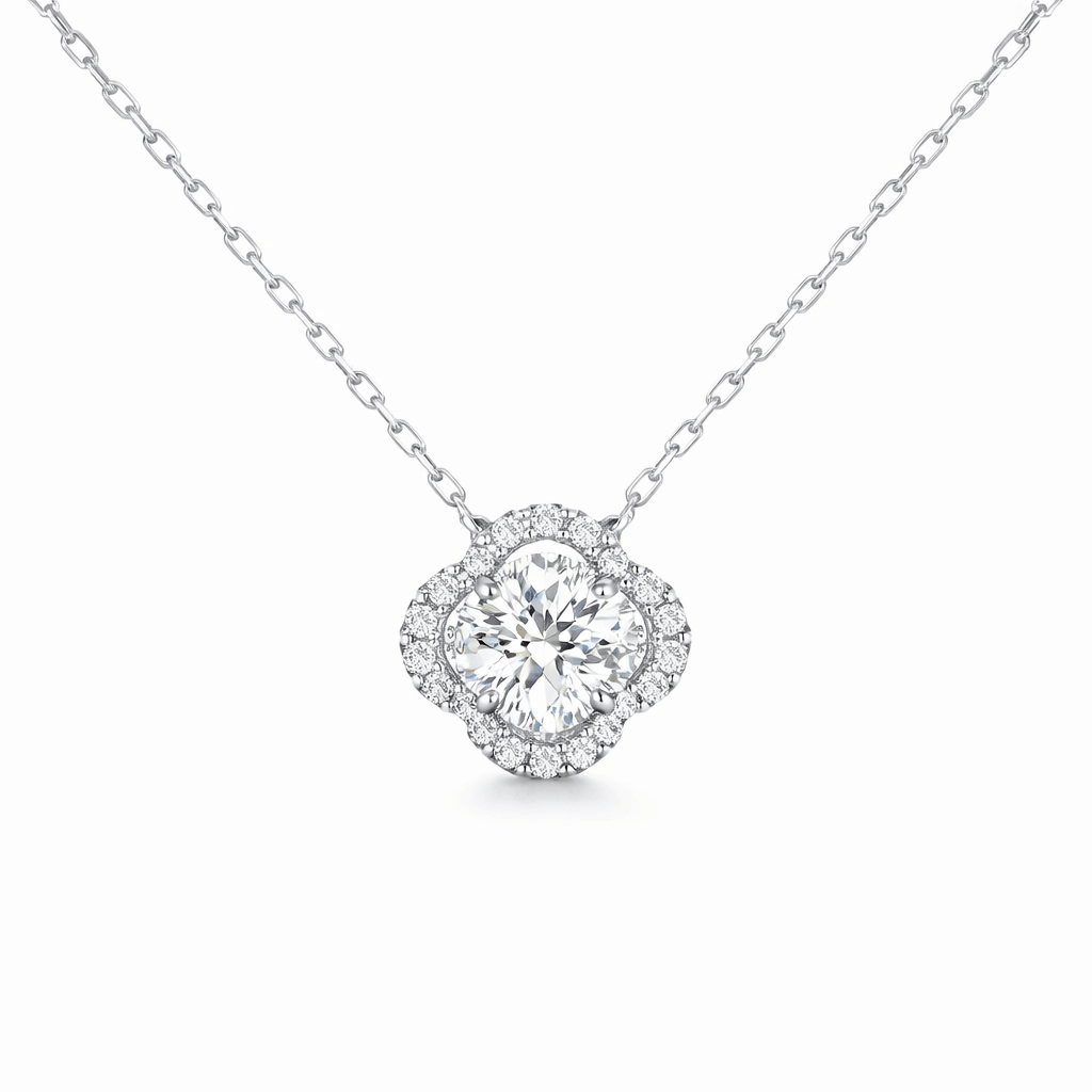 Clover shape lab diamond pendant