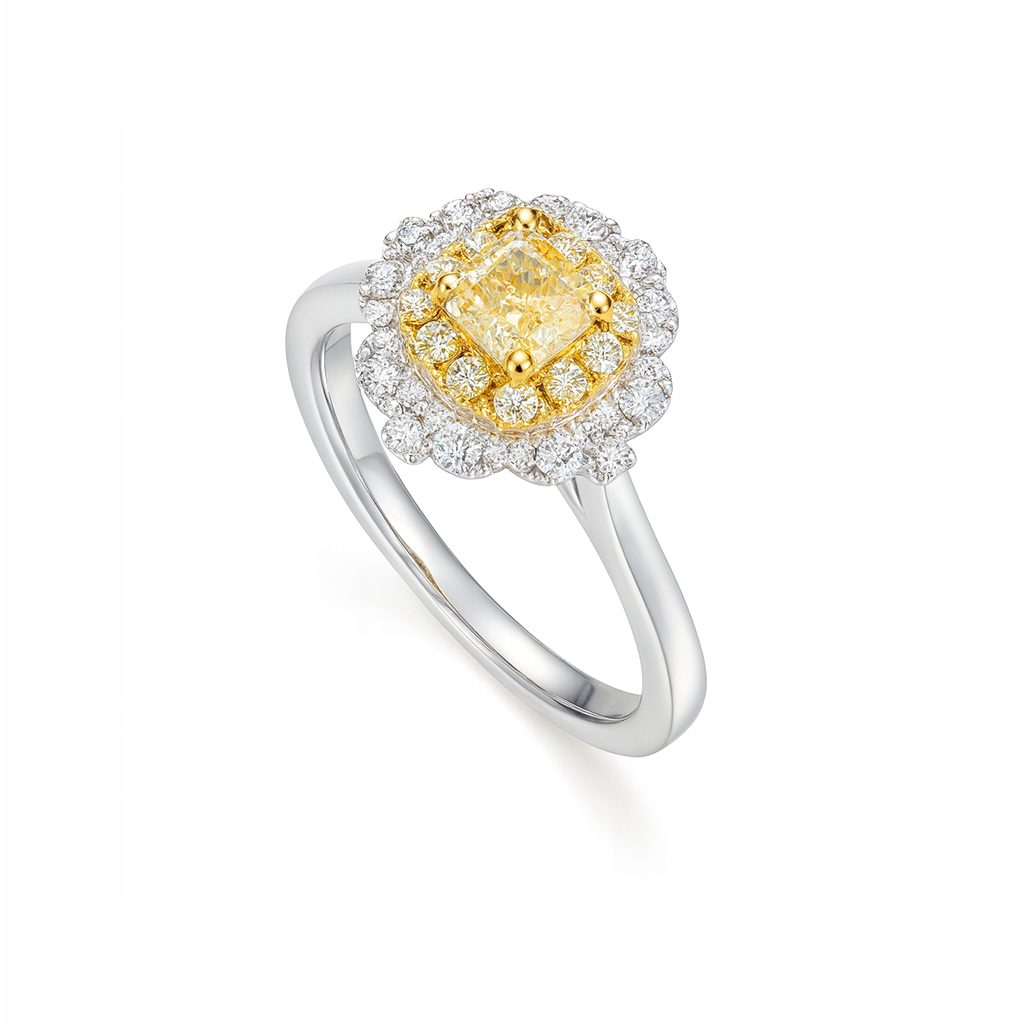 Yellow Cushion lab Diamond Ring