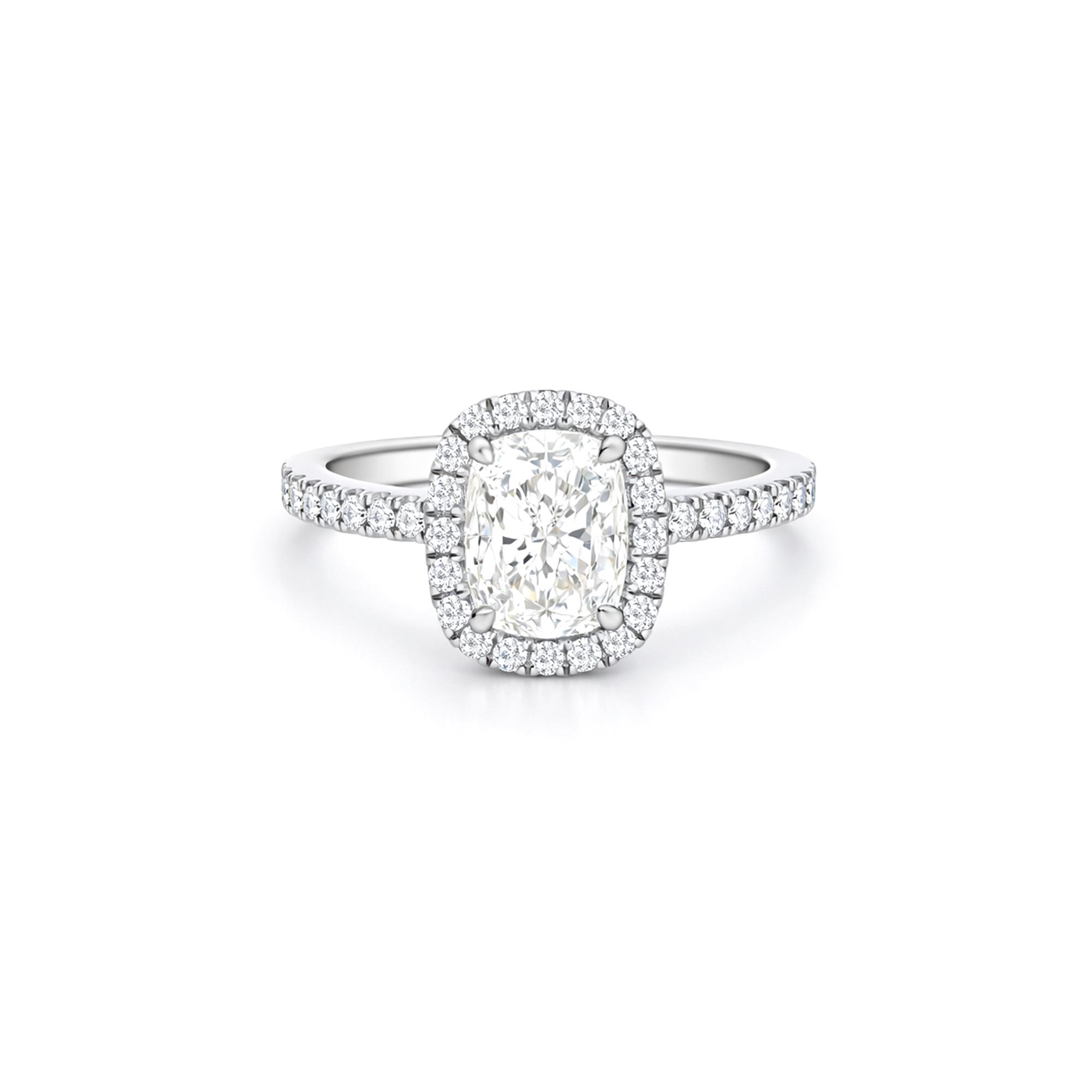 Cushion cut Lab diamond ring with halo