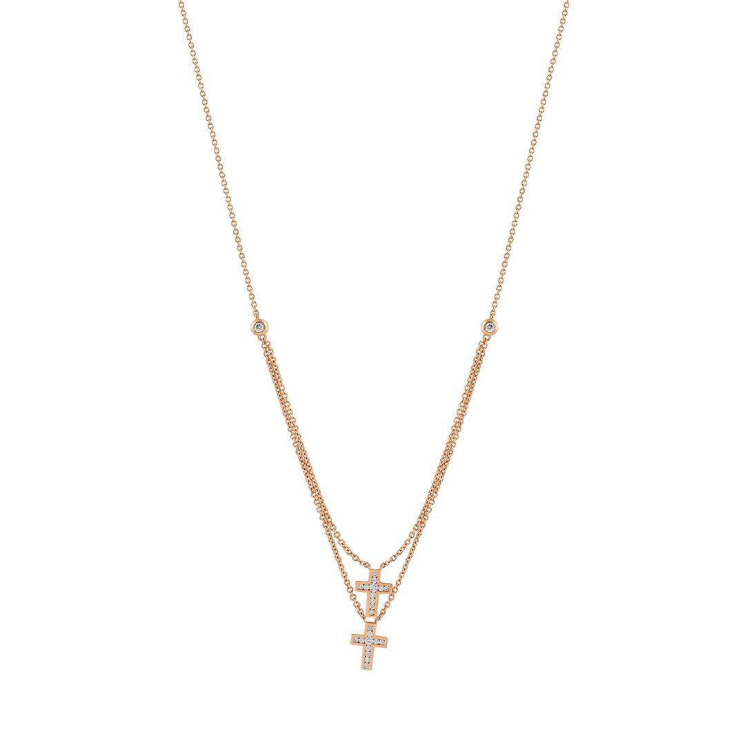 Double Cross Lab diamond Necklace