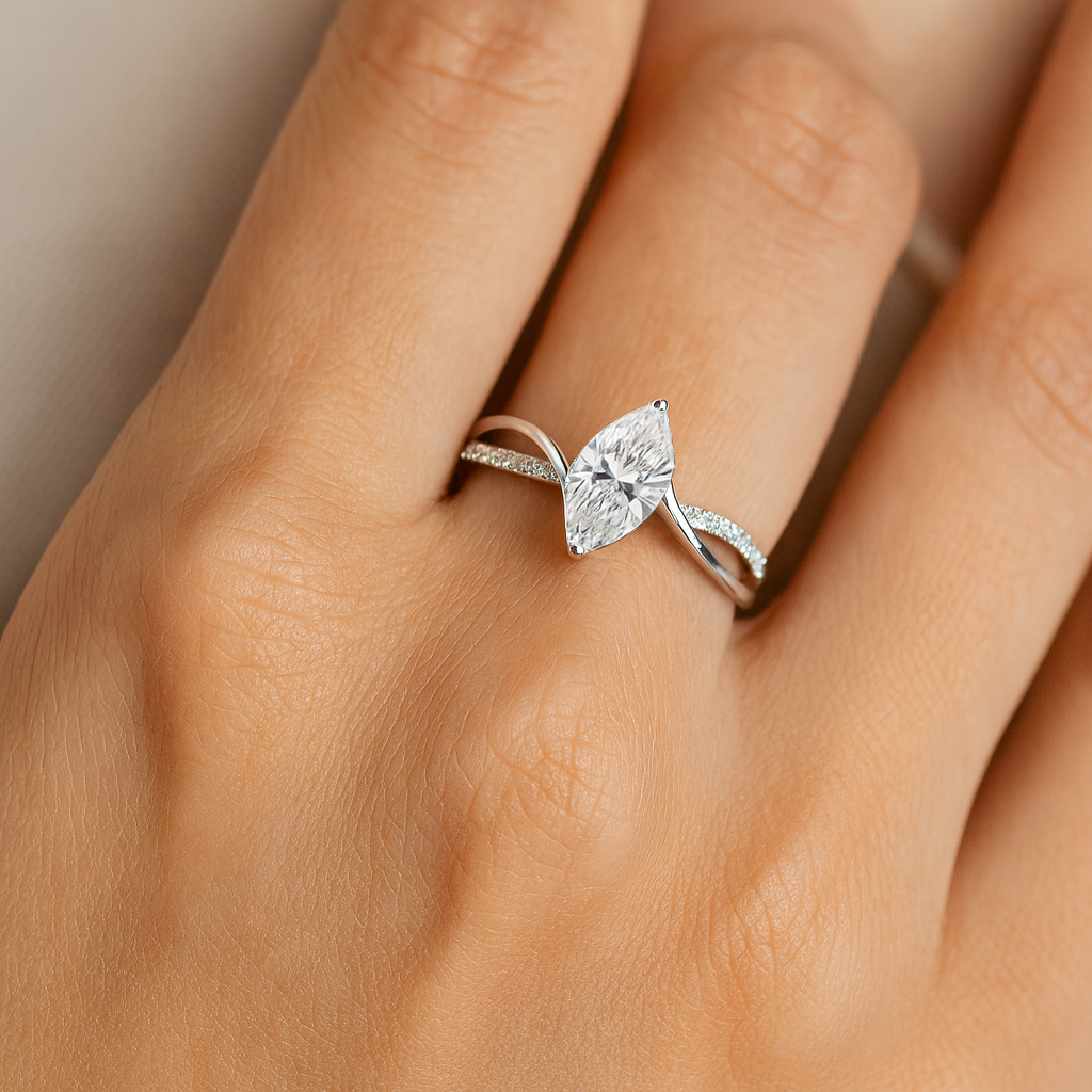 Dual Shank Marquise lab diamond ring Dubai