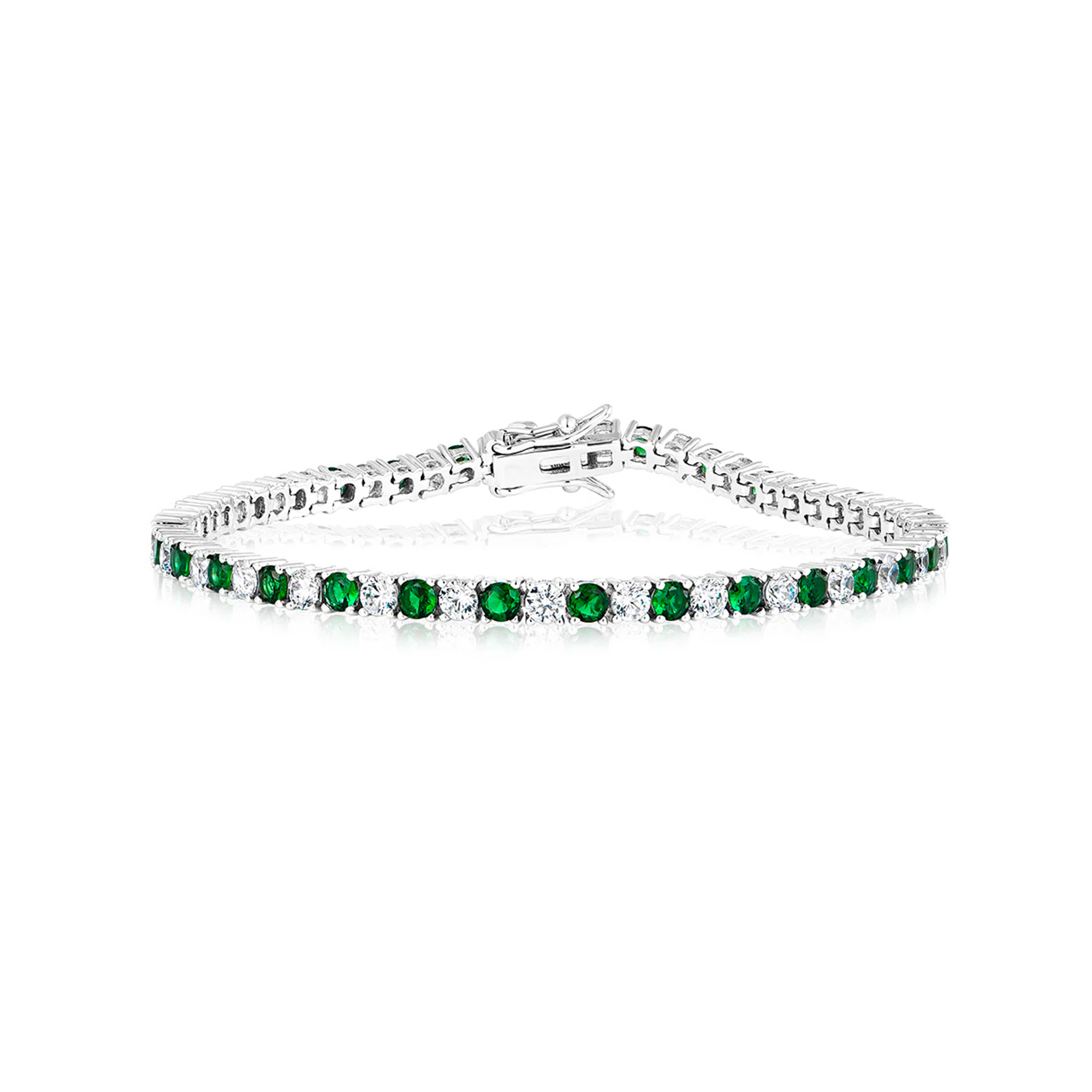 Emerald and lab diamond bracelet