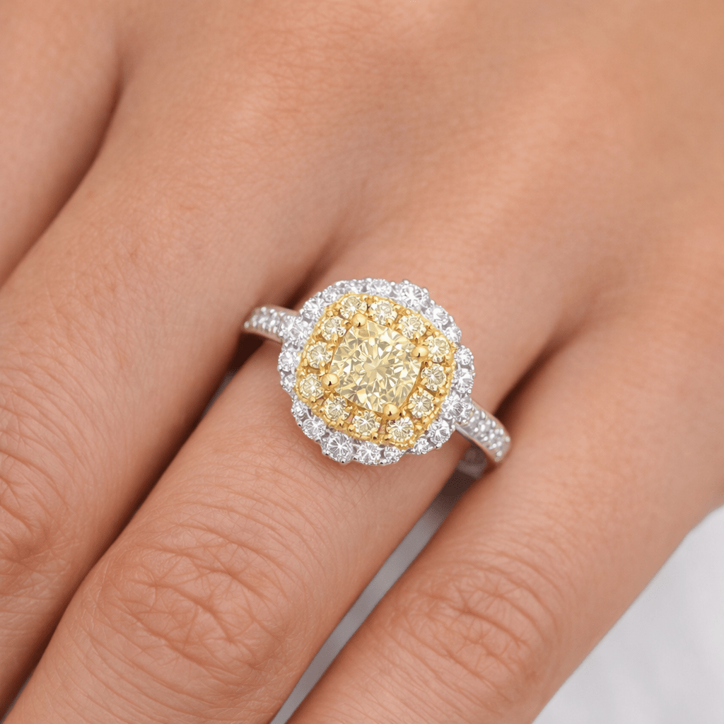 Yellow Cushion lab Diamond Ring UAE