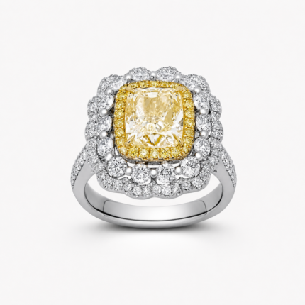 Fancy Yellow Cushion shape Lab Diamond ring