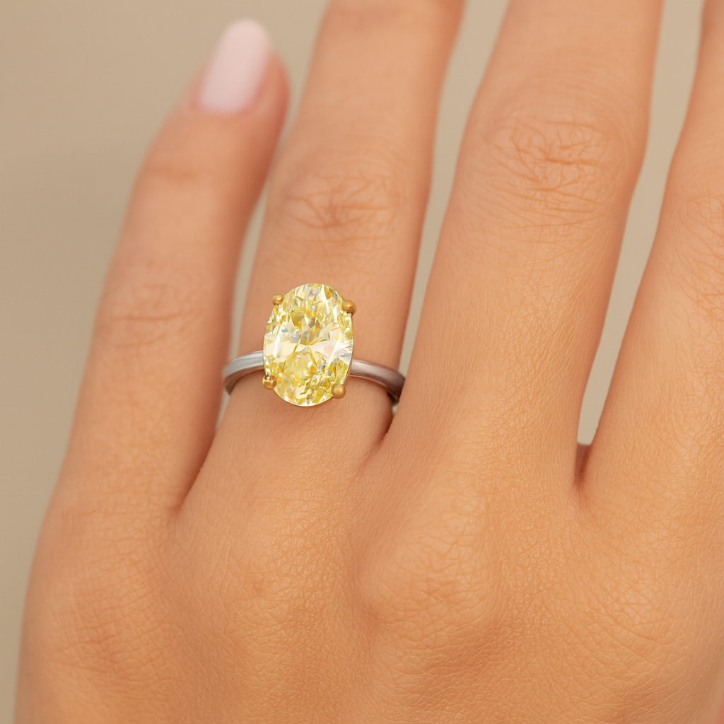 Yellow Oval shape Lab Diamond Ring Dubai