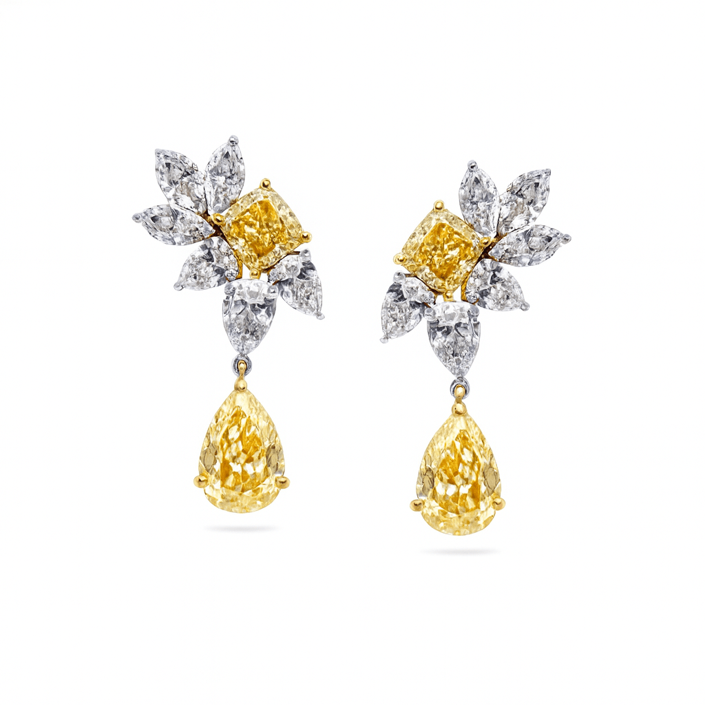 Yellow lab diamond drop earrings