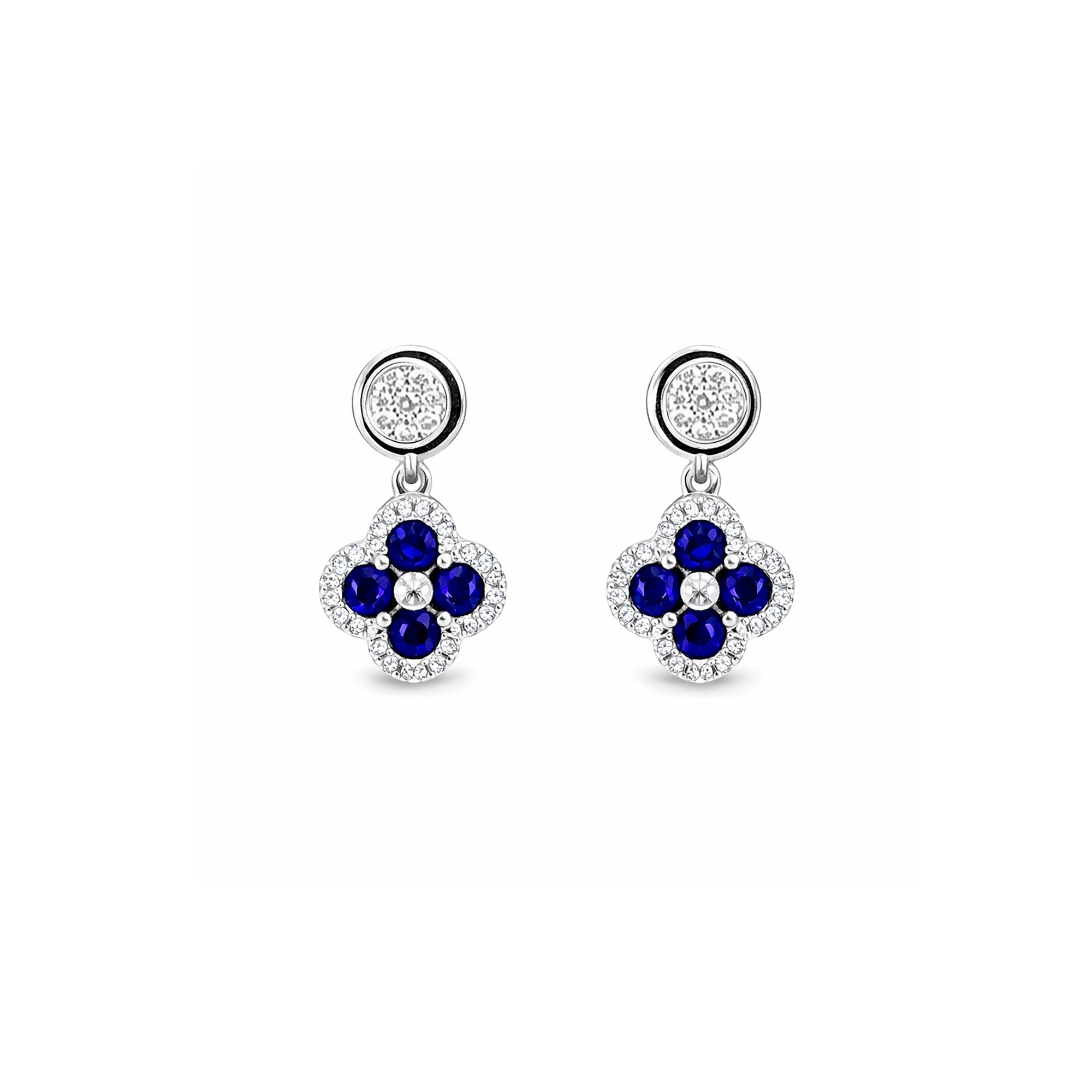 Floral sapphire Earrings with lab diamonds