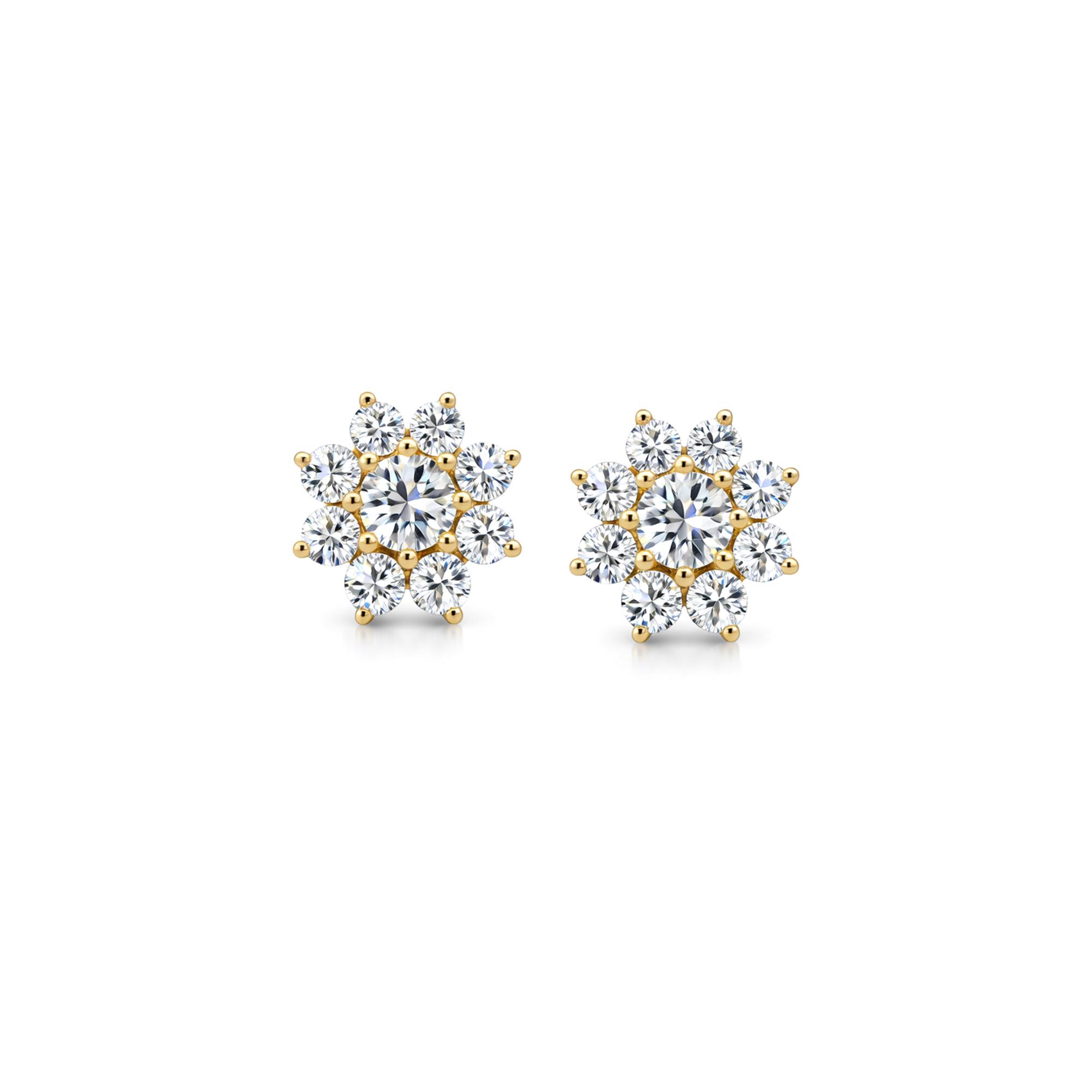 Lab Diamond Flower Studs
