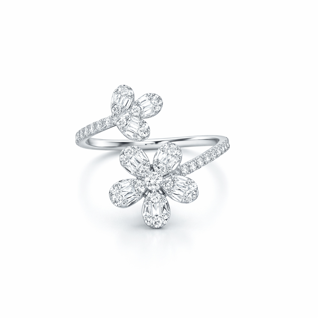 Floral illusion setting lab diamond ring