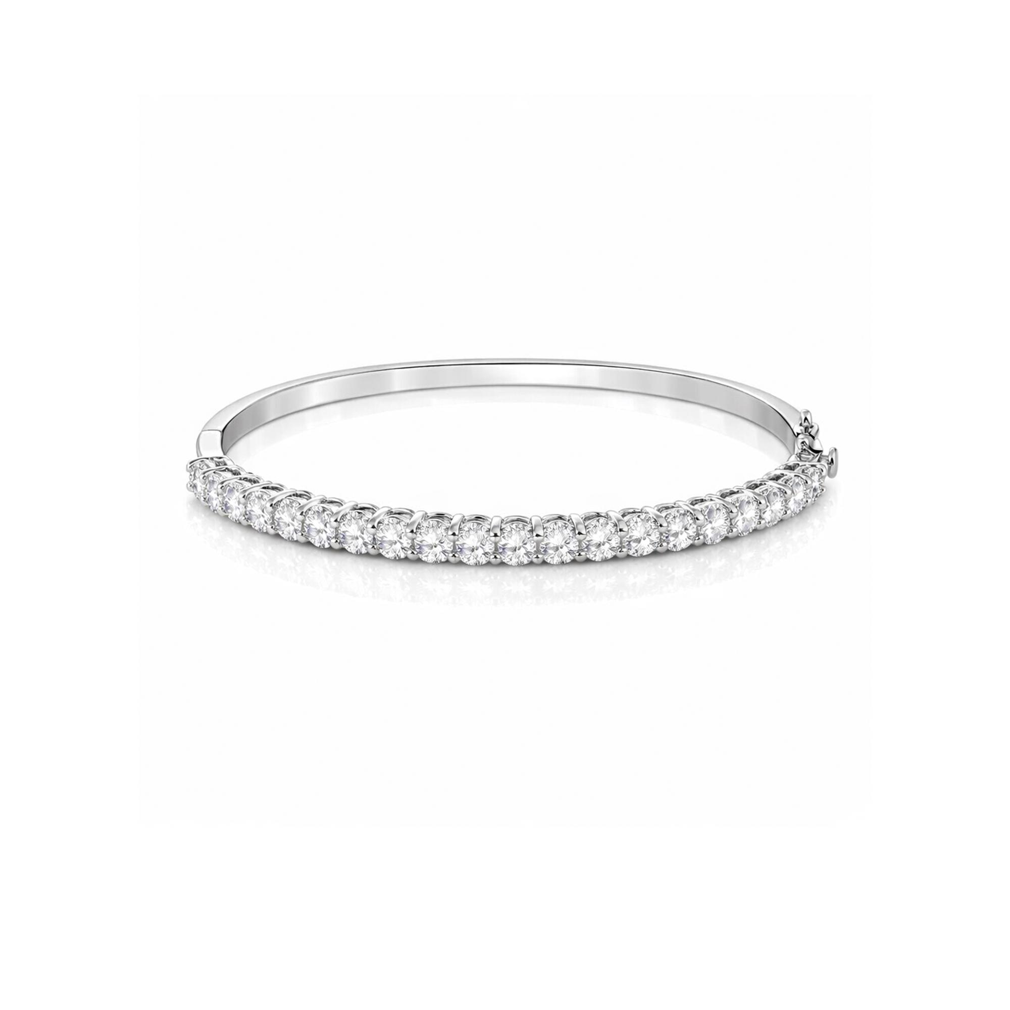 Half lab Diamond Bangle in White Gold