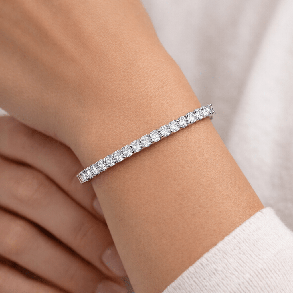 Half lab Diamond Bangle in White Gold