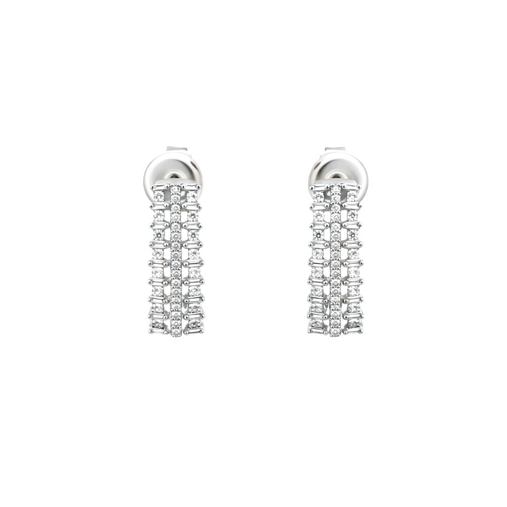 Triple row lab diamond earrings