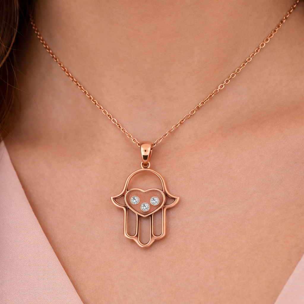 Lab Diamond Hamsa Hand Pendant Dubai