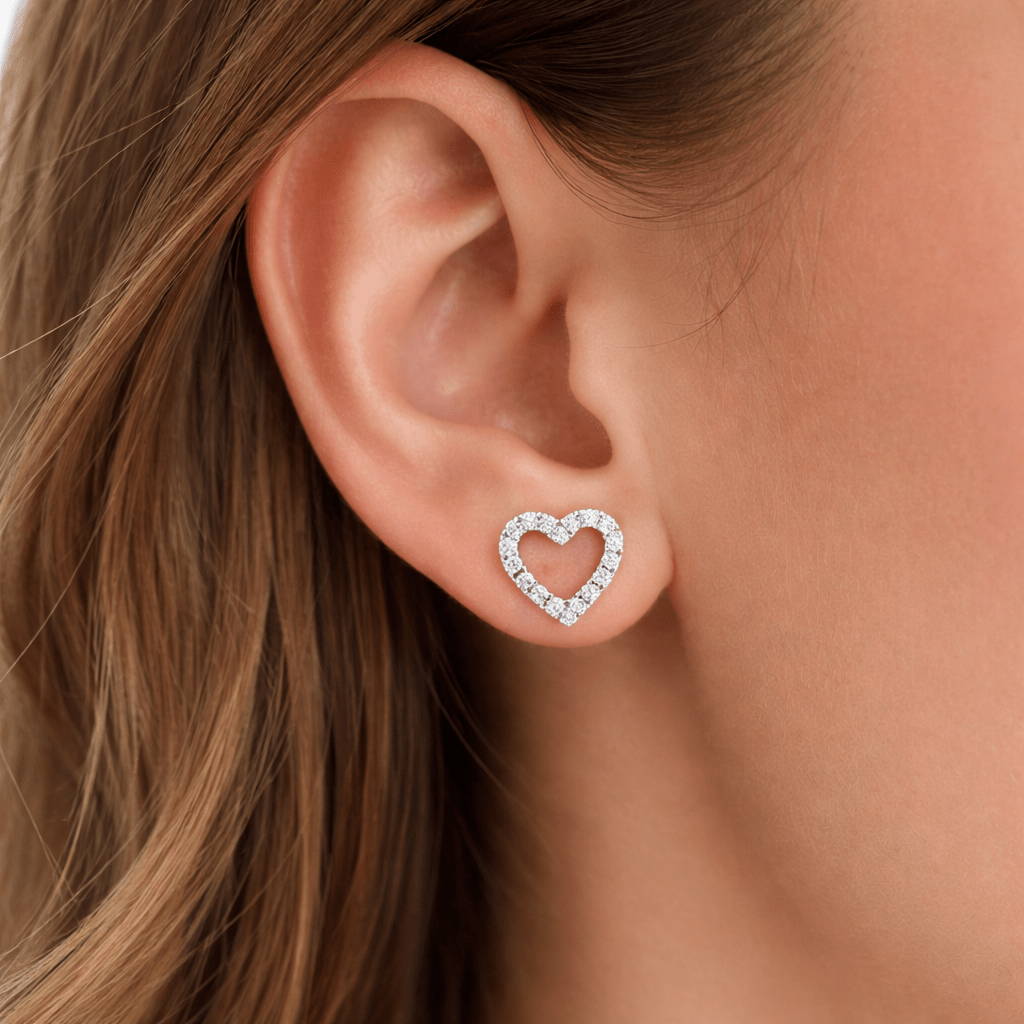 Heart Shape Lab Diamond Stud Earrings Dubai