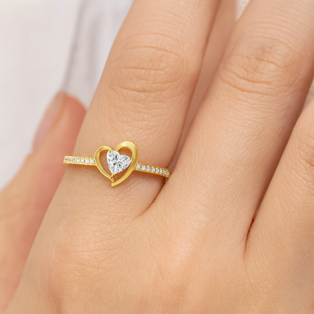 Heart shaped lab diamond open heart ring Dubai