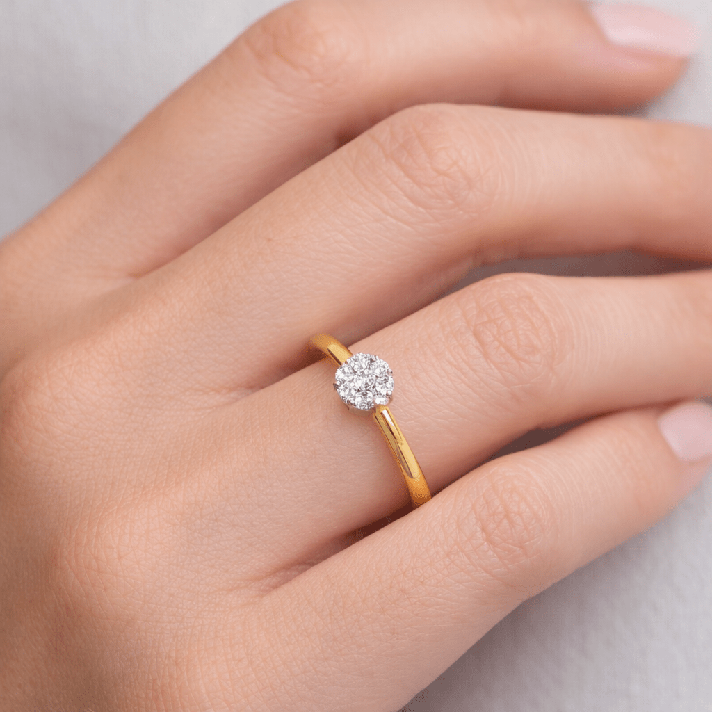 Invisible Cluster Lab Diamond Ring Dubai