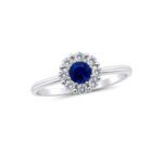 Lab diamond Blue Sapphire Engagement Ring
