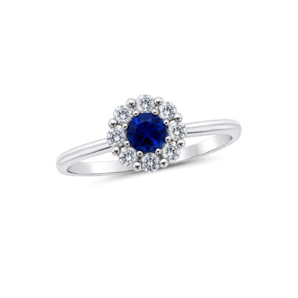 Lab diamond Blue Sapphire Engagement Ring