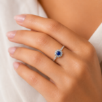 Lab diamond Blue Sapphire Engagement Ring Dubai