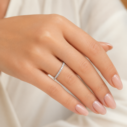 Lab diamond Half Eternity Ring in white gold Dubai
