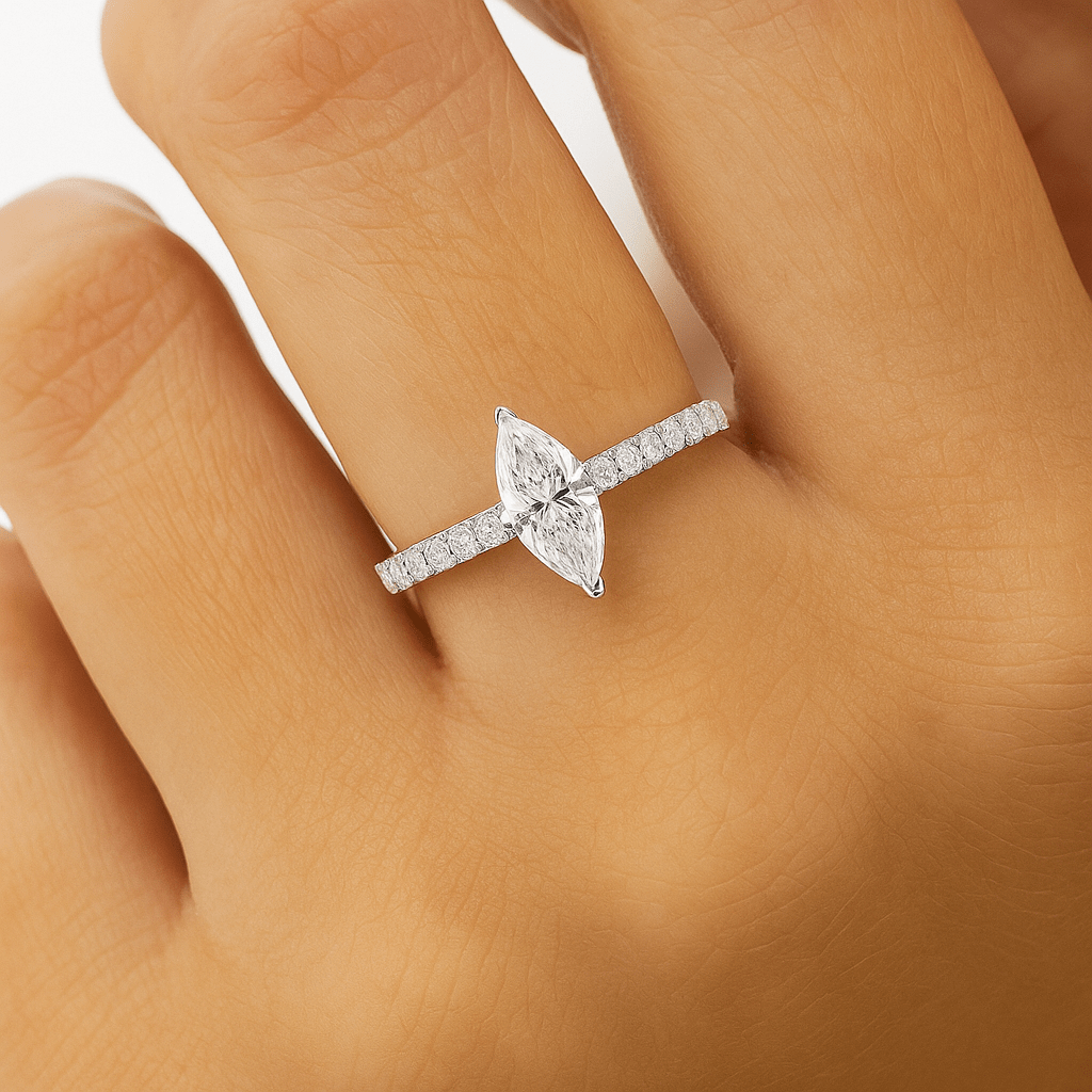 Marquise lab diamond ring with Side diamonds Dubai