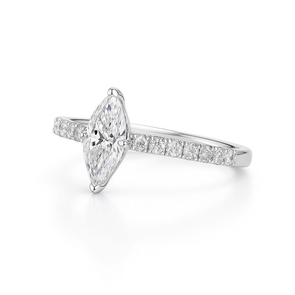 Marquise lab diamond ring with Side diamonds
