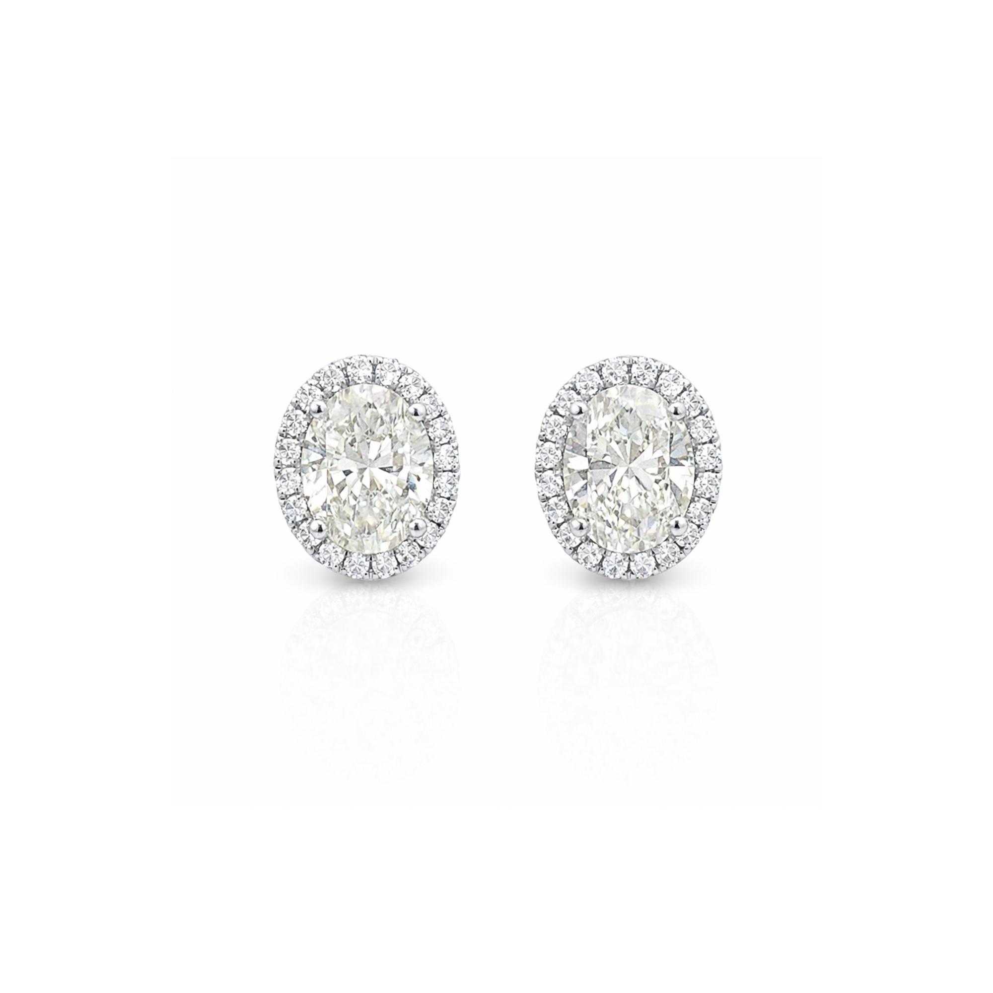 Oval Lab Diamond Earrings with Halo