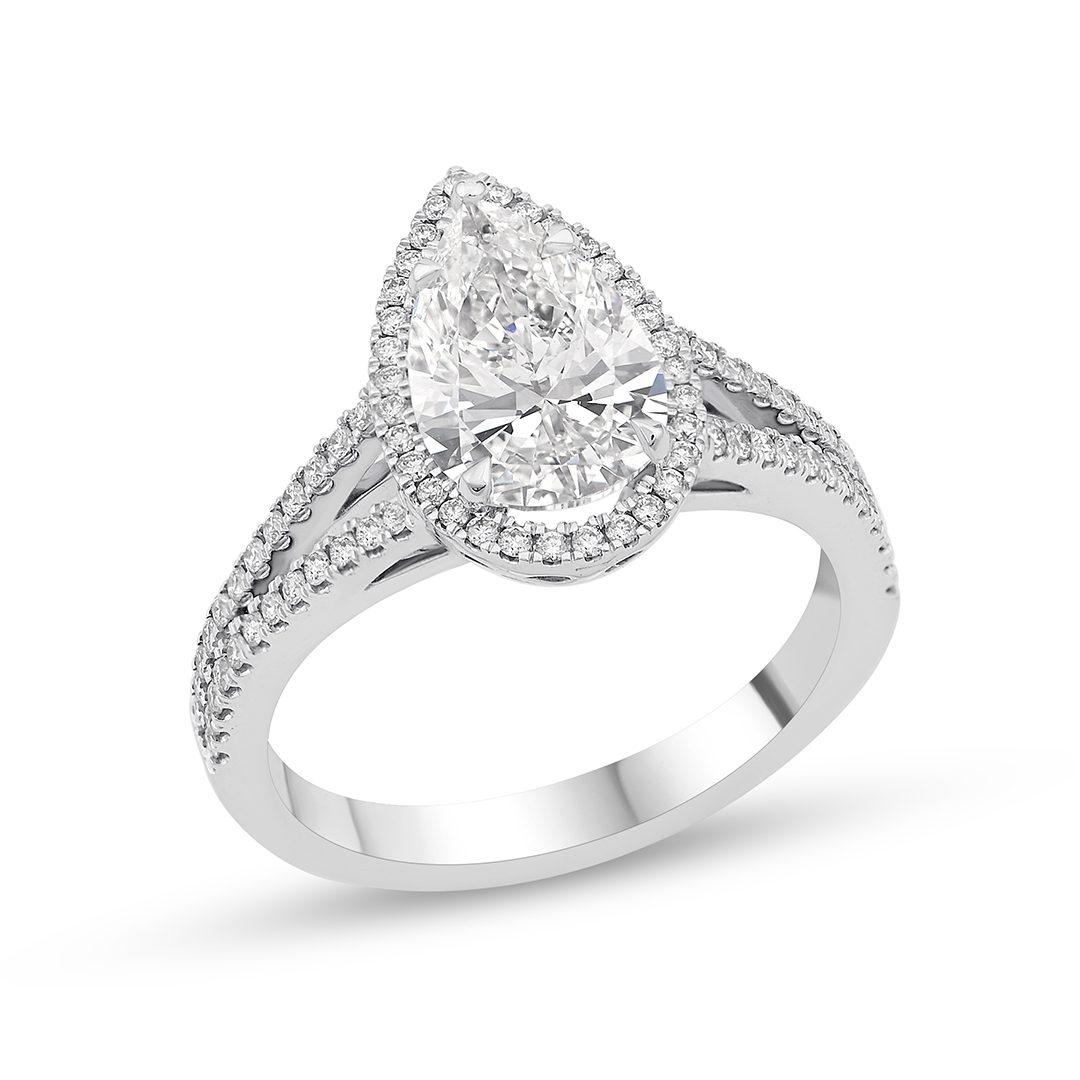 Pear Shape Lab Diamond Engagement Ring
