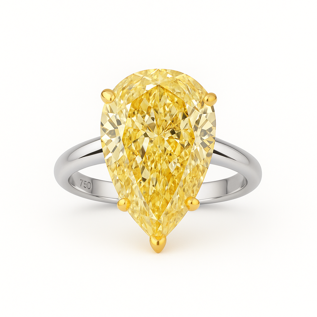 Pear shape Yellow Lab Diamond ring