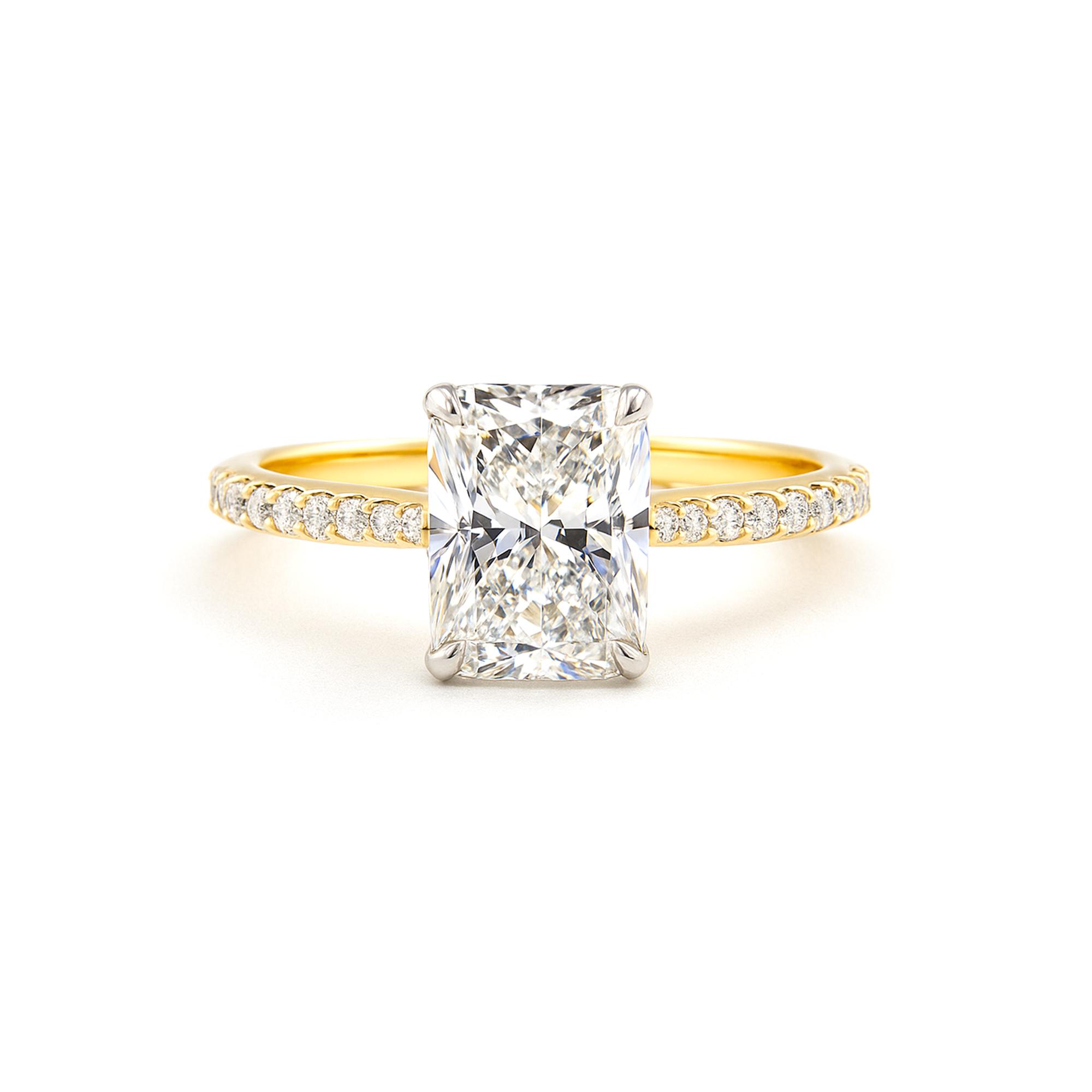 Radiant lab diamond ring with side diamonds Dubai