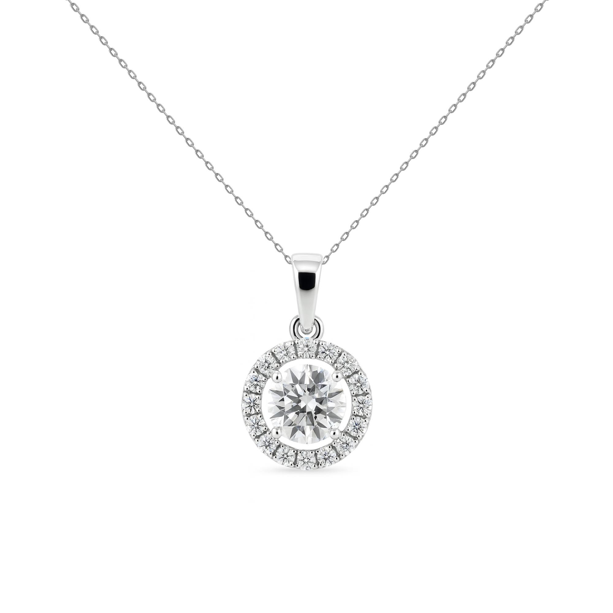 Round lab diamond Halo pendant