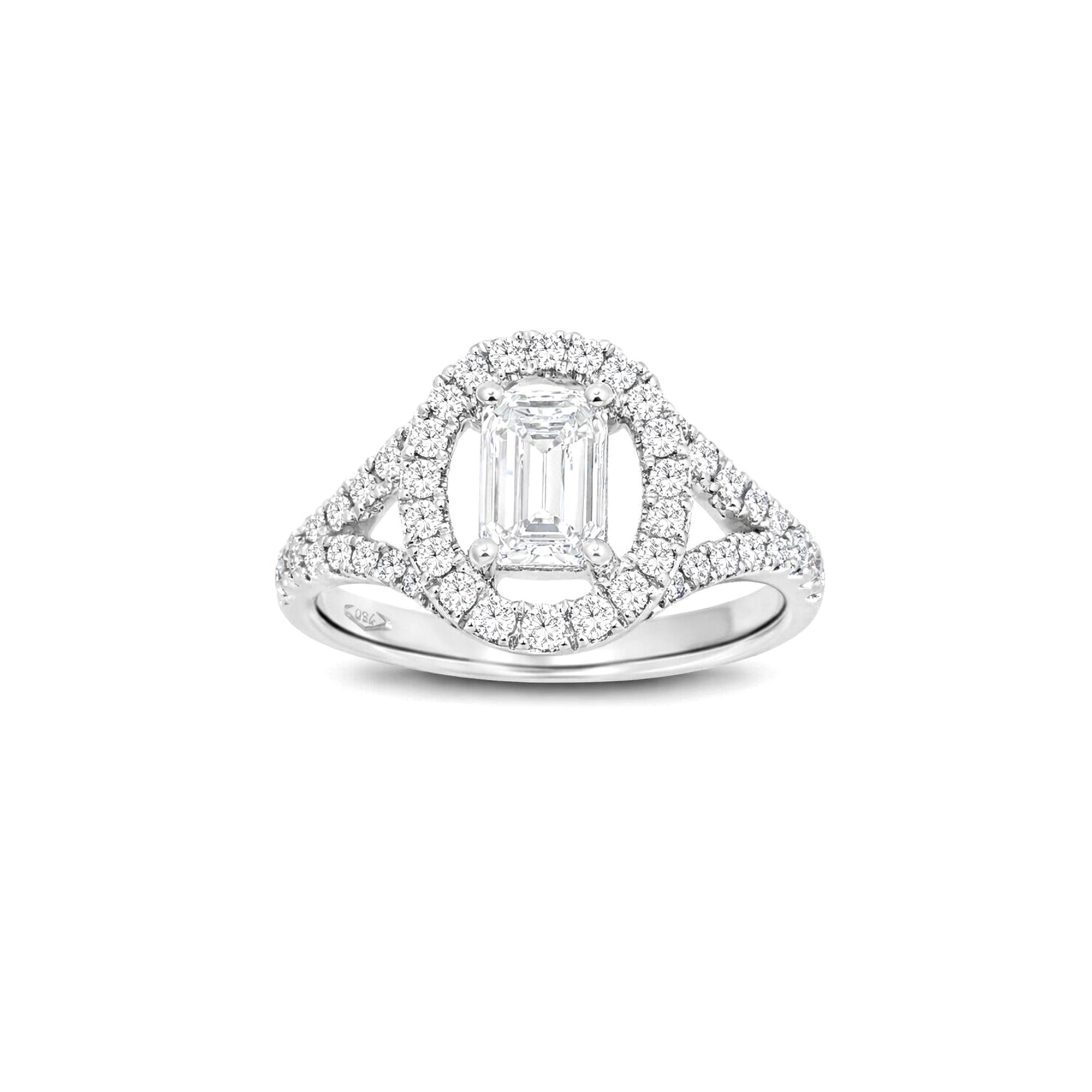 Wedding Ring with Emerald Shape lab Diamond