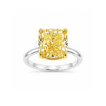 Yellow Cushion Shape lab Diamond Ring