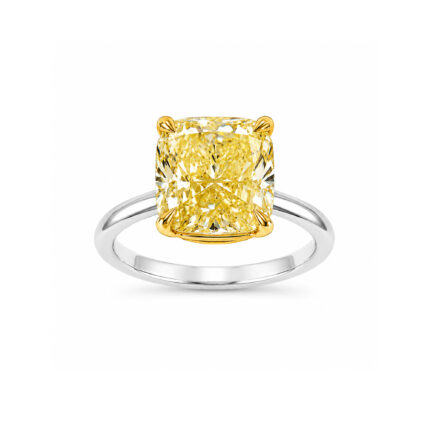 Yellow Cushion Shape lab Diamond Ring