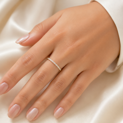 Yellow Gold Half lab Diamond Eternity Ring