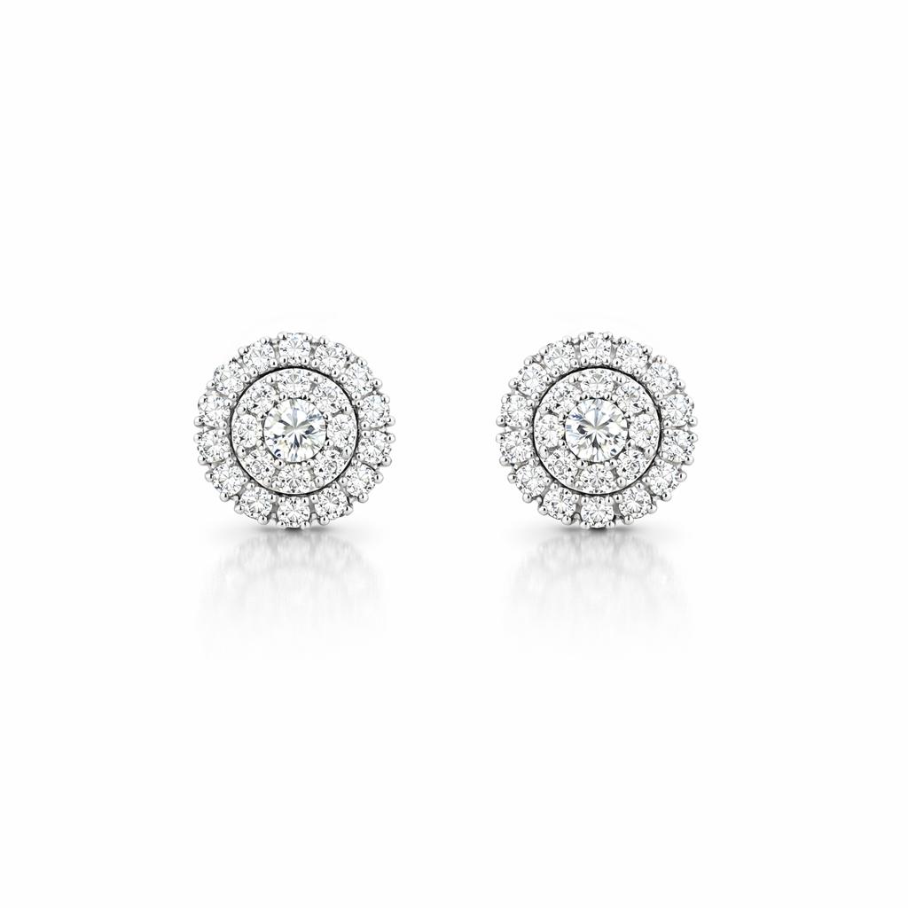 Double Halo lab diamond stud earrings